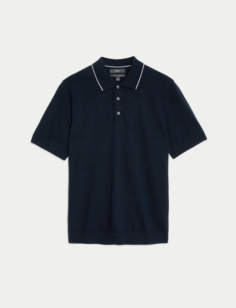 Cotton Rich Short Sleeve Knitted Polo Shirt 2 of 5