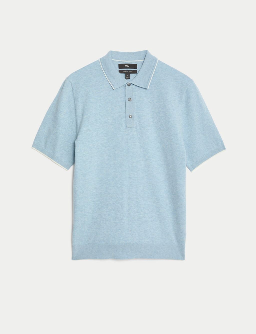 Cotton Rich Short Sleeve Knitted Polo Shirt 1 of 5