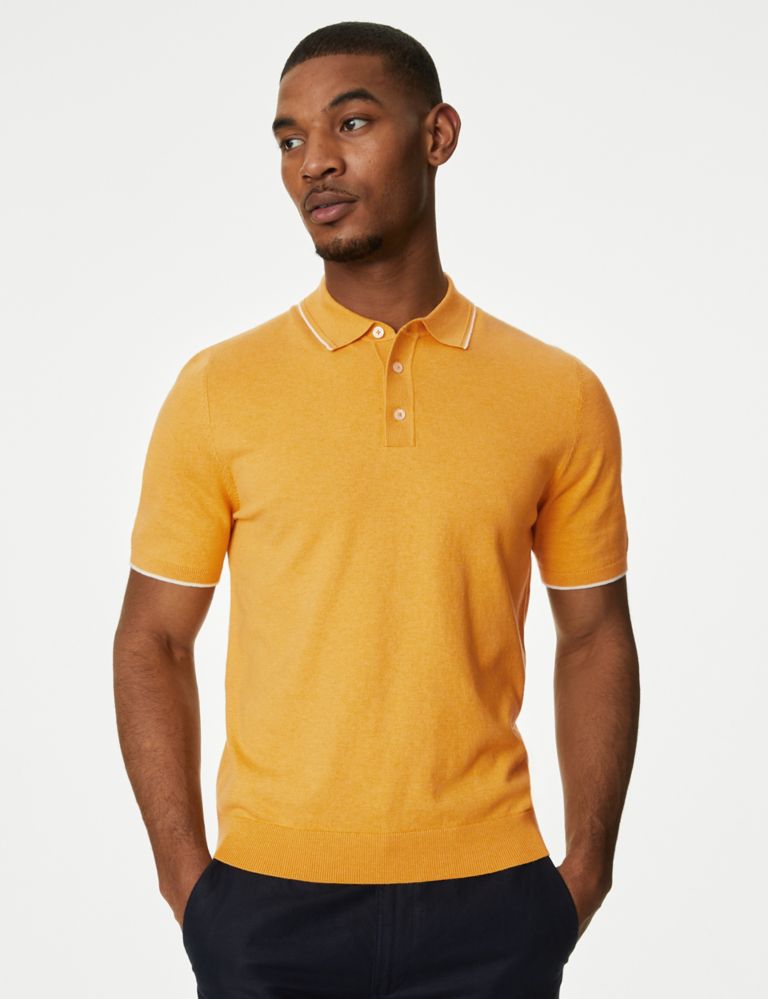 Cotton Rich Short Sleeve Knitted Polo Shirt 1 of 5