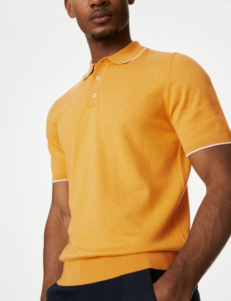 Cotton Rich Short Sleeve Knitted Polo Shirt 4 of 5
