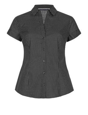 Cotton Rich Short Sleeve Spotted Shirt Image 2 of 4