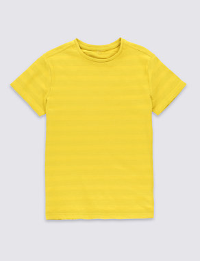 Cotton Rich Short Sleeve Textured T-Shirt (5-14 Years) Image 2 of 3