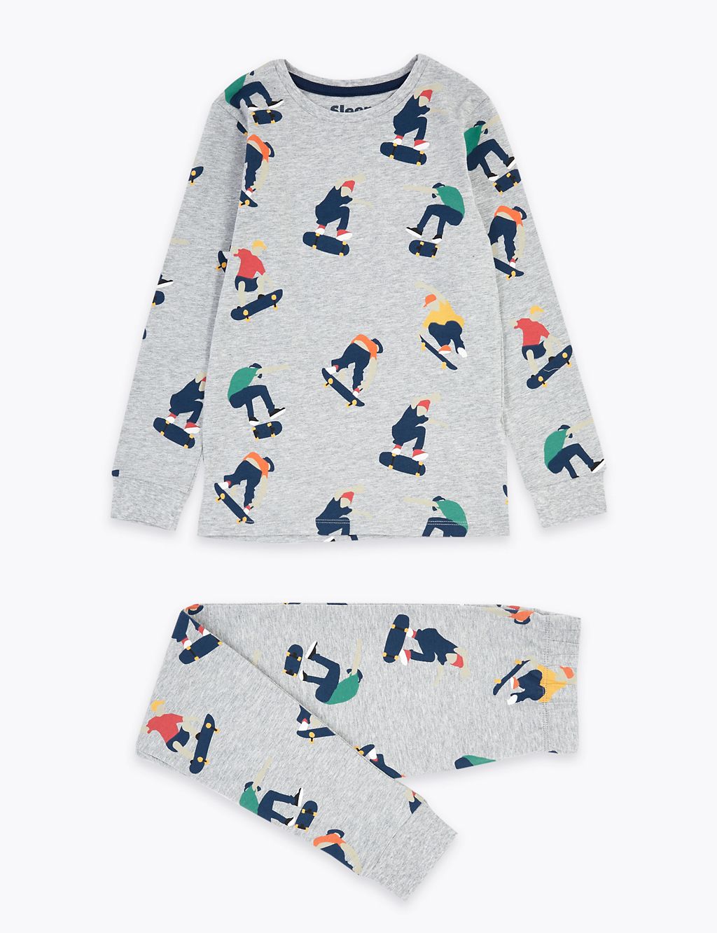 Cotton Rich Skateboard Print Pyjama Set (7-16 Yrs) 1 of 4
