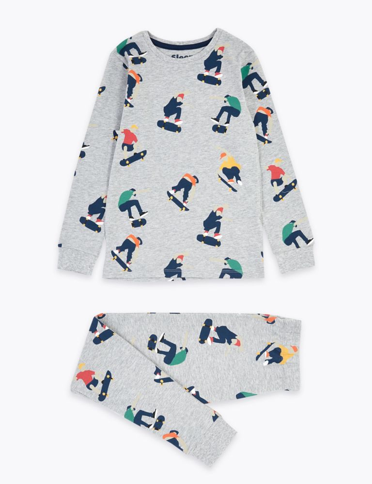 Cotton Rich Skateboard Print Pyjama Set (7-16 Yrs) 2 of 4