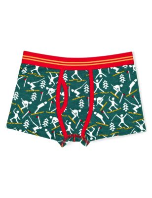 Cotton Rich Ski Print Trunks (6-16 Years) Image 1 of 1
