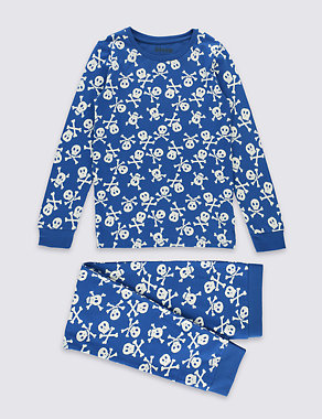 Cotton Rich Skinny Fit Skull Print Pyjamas (1-16 Years) Image 2 of 4