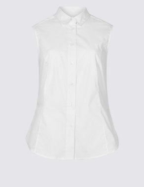 Cotton Rich Sleeveless Shirt Image 2 of 5