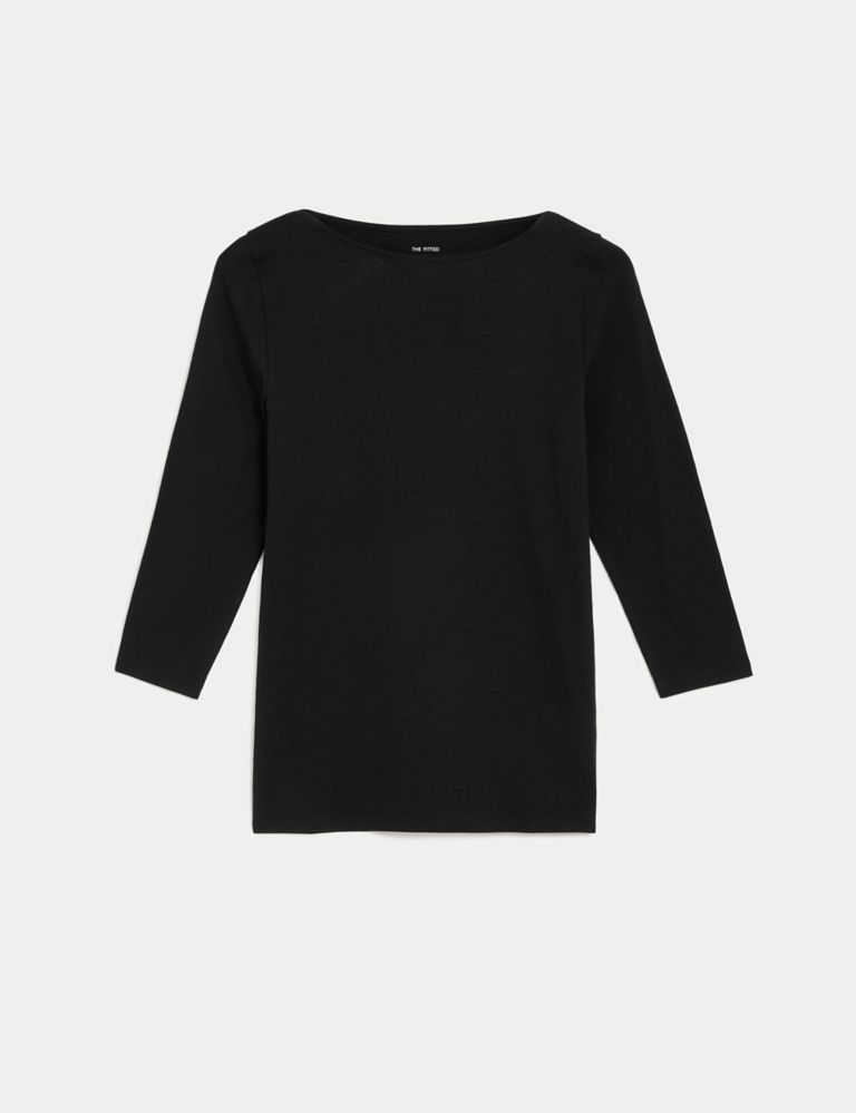 Cotton Rich Slim Fit 3/4 Sleeve T-Shirt | M&S Collection | M&S