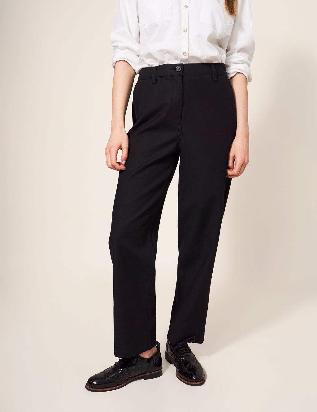 Cotton Rich Slim Fit Ankle Grazer Trousers 2 of 4