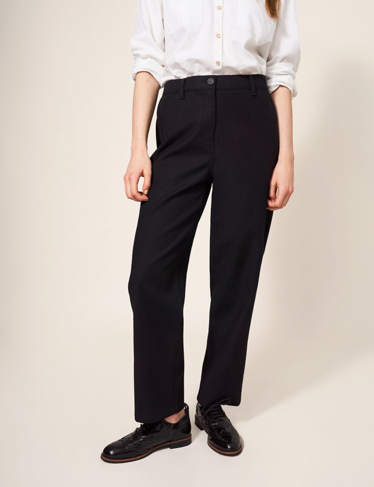 Cotton Rich Slim Fit Ankle Grazer Trousers 3 of 4