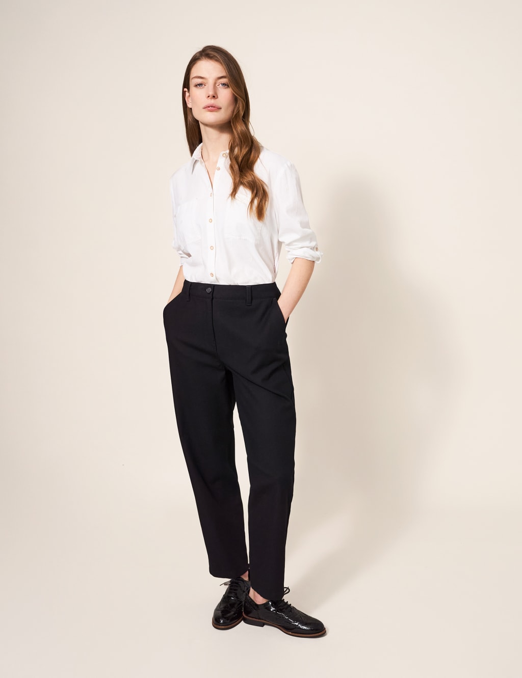 White ankle grazer trousers shop