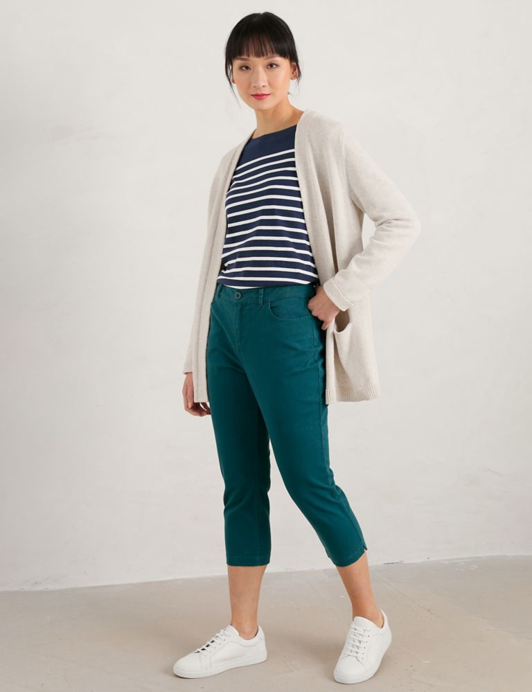 Cotton Rich Slim Fit Cropped Trousers 1 of 5