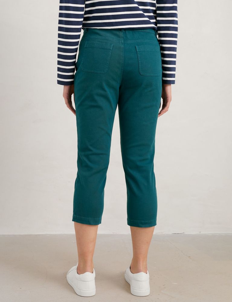 Cotton Rich Slim Fit Cropped Trousers 4 of 5