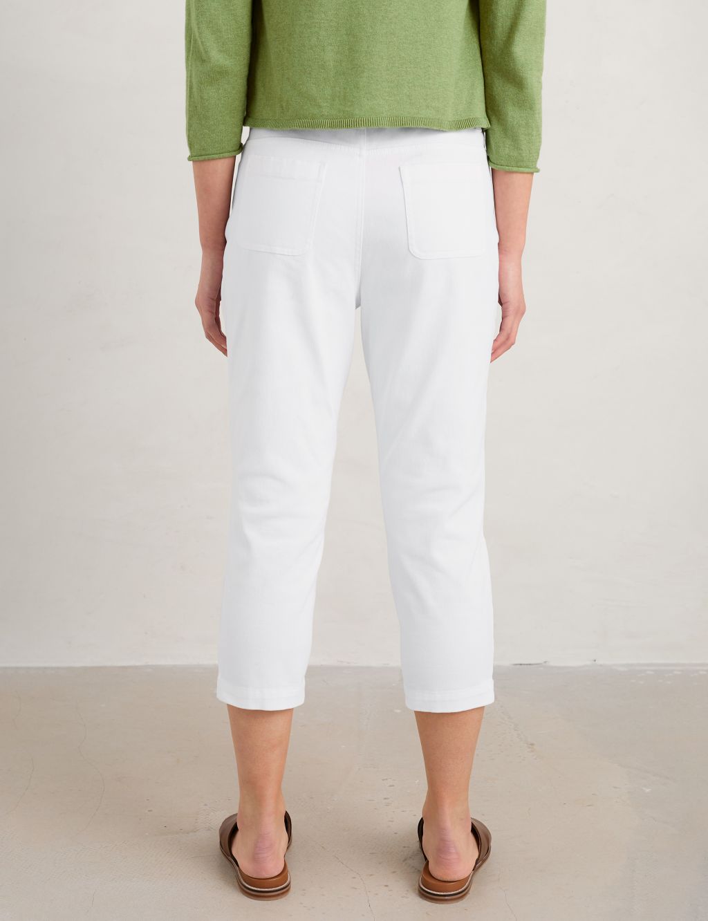 Cotton Rich Slim Fit Cropped Trousers 4 of 5