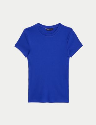 Cotton Rich Slim Fit Ribbed T-Shirt Image 2 of 5