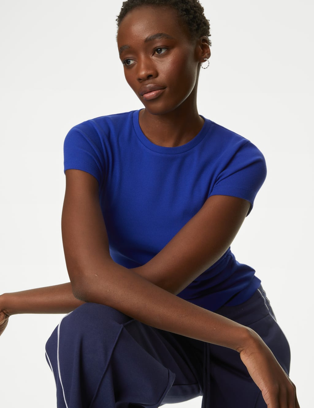 Cotton Rich Slim Fit Ribbed T-Shirt | M&S Collection | M&S