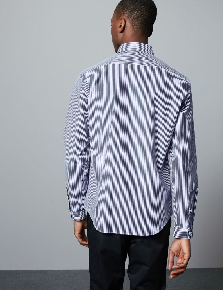 Cotton Rich Slim Fit Striped Shirt 4 of 5