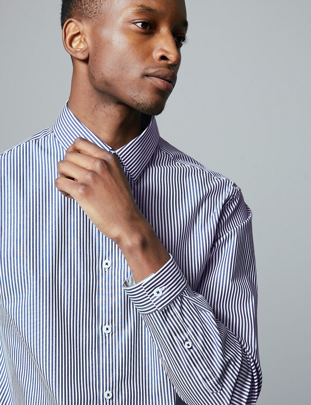 Cotton Rich Slim Fit Striped Shirt 5 of 5