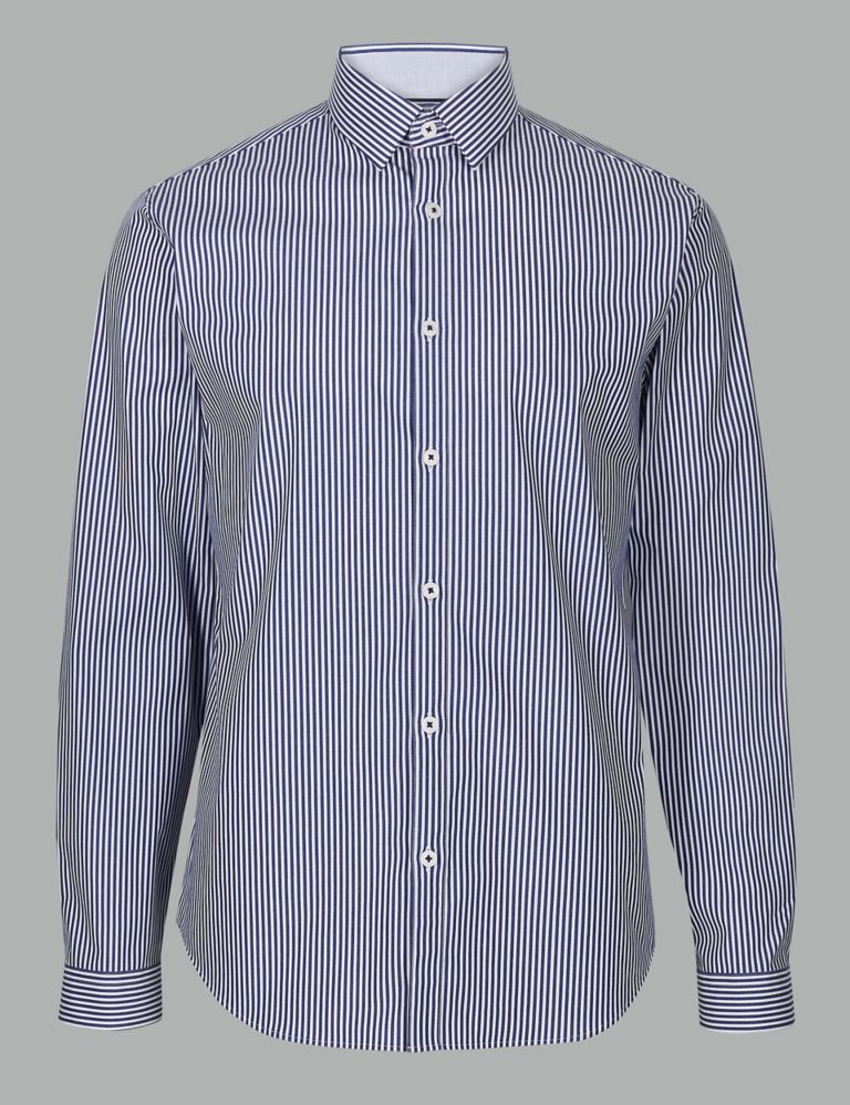 Cotton Rich Slim Fit Striped Shirt 2 of 5