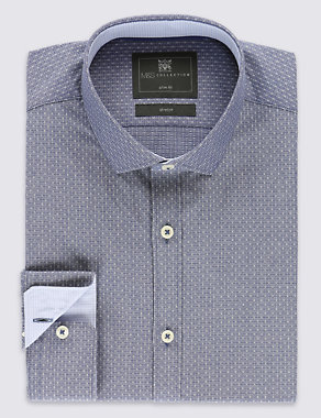 Cotton Rich Slim Fit Textured Dobby Shirt Image 2 of 6