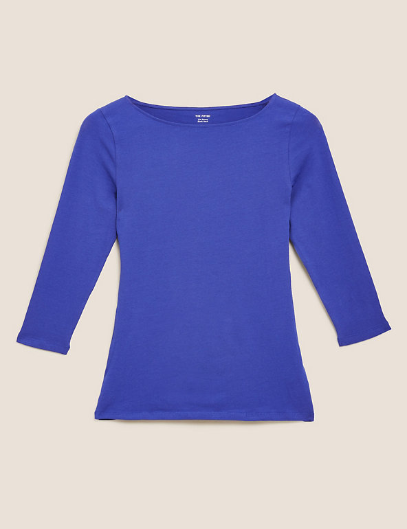Cotton Rich Slim fit 3/4 Sleeve Top Image 1 of 1