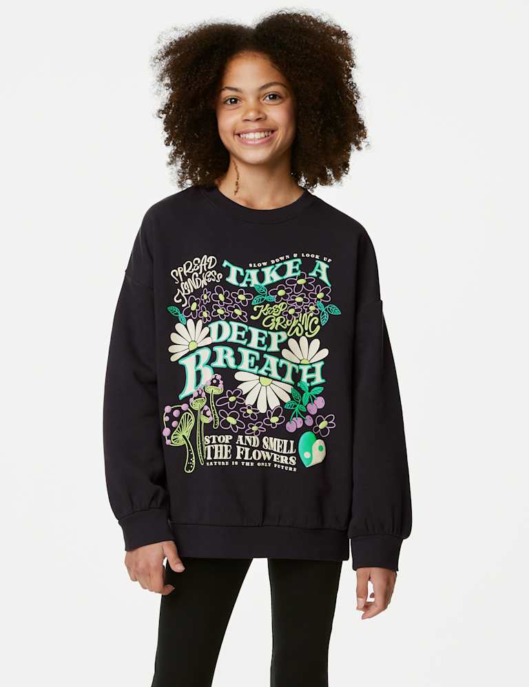 Cotton Rich Slogan Sweatshirt (6-16 Yrs) | Mu0026S Collection | Mu0026S