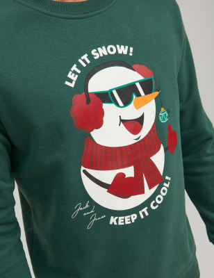 Cotton Rich Snowman Graphic Sweatshirt Image 2 of 3