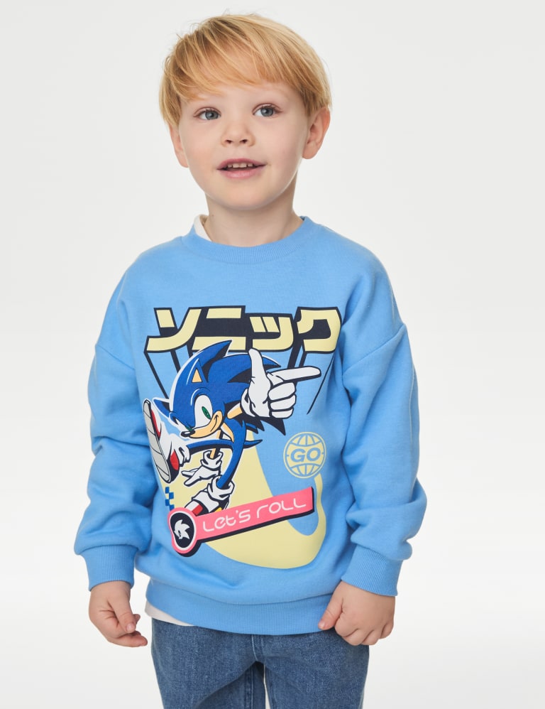 Cotton Rich Sonic the Hedgehog™ Sweatshirt (2-8 Yrs) 1 of 4