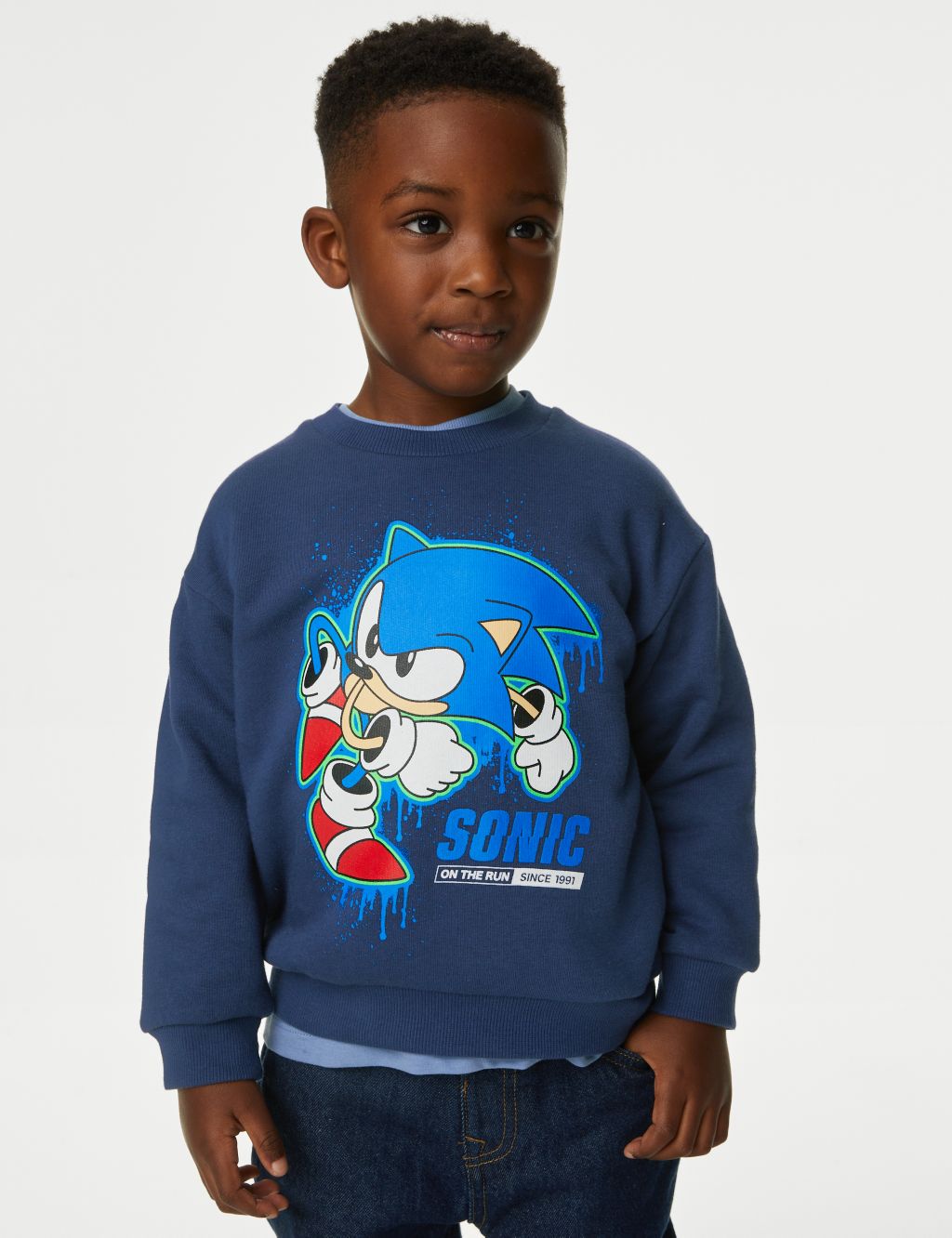 Cotton Rich Sonic the Hedgehog™ Sweatshirt (2-8 Yrs), M&S Collection