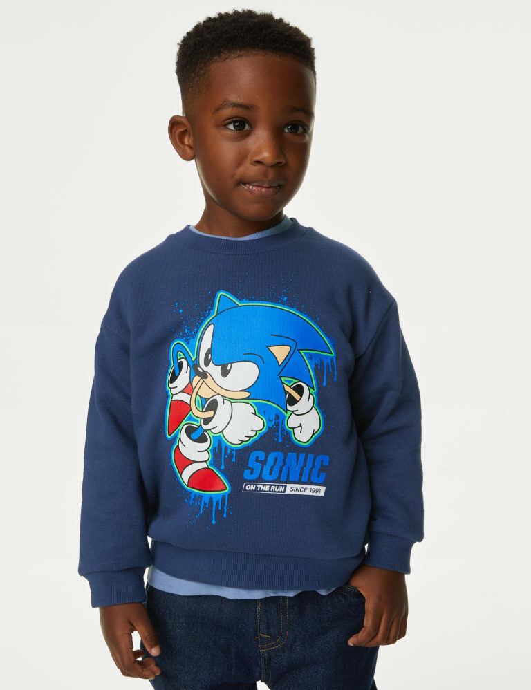 Cotton Rich Sonic the Hedgehog Sweatshirt 2 8 Yrs