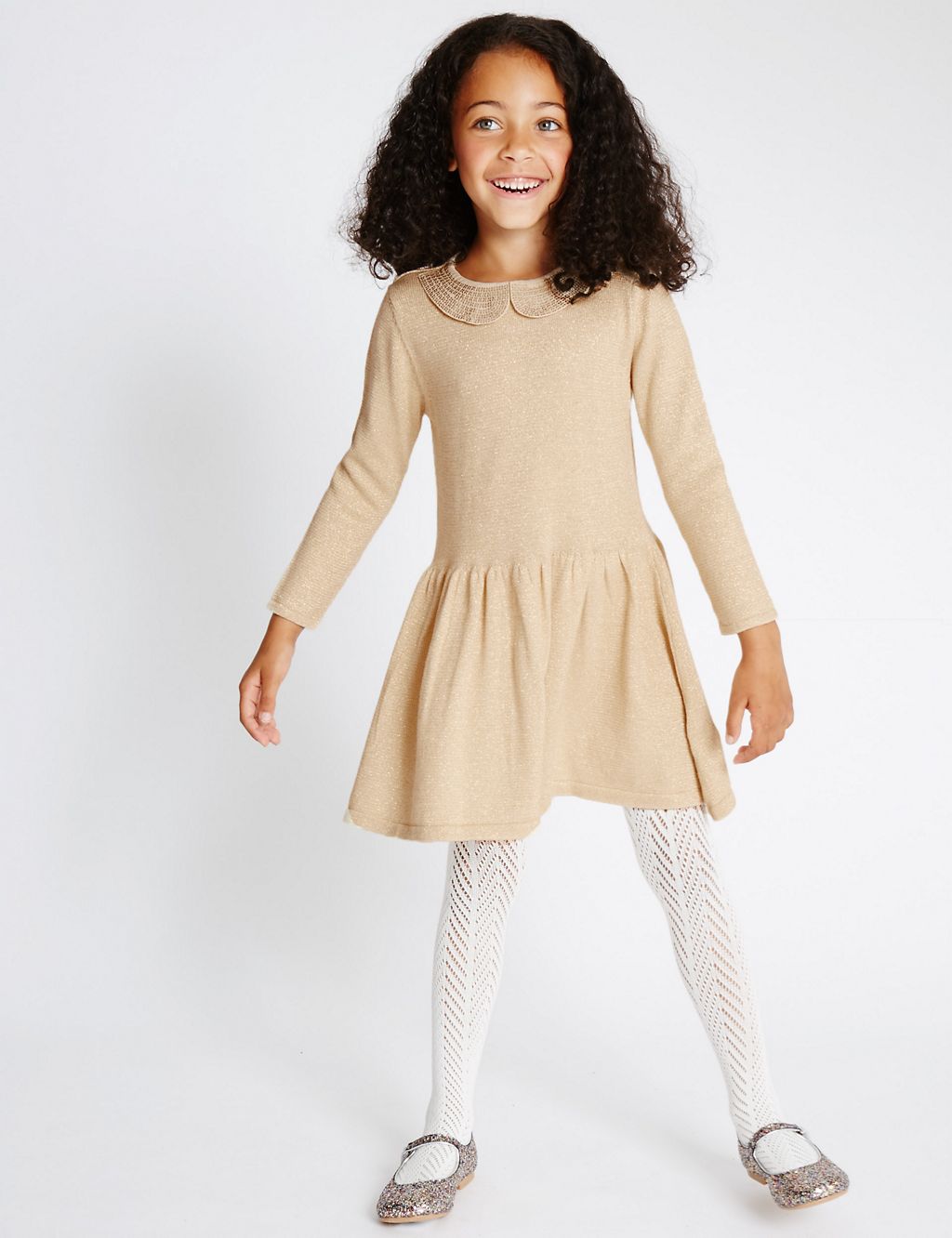 Cotton Rich Sparkle Knitted Dress (1-10 Years) 3 of 5