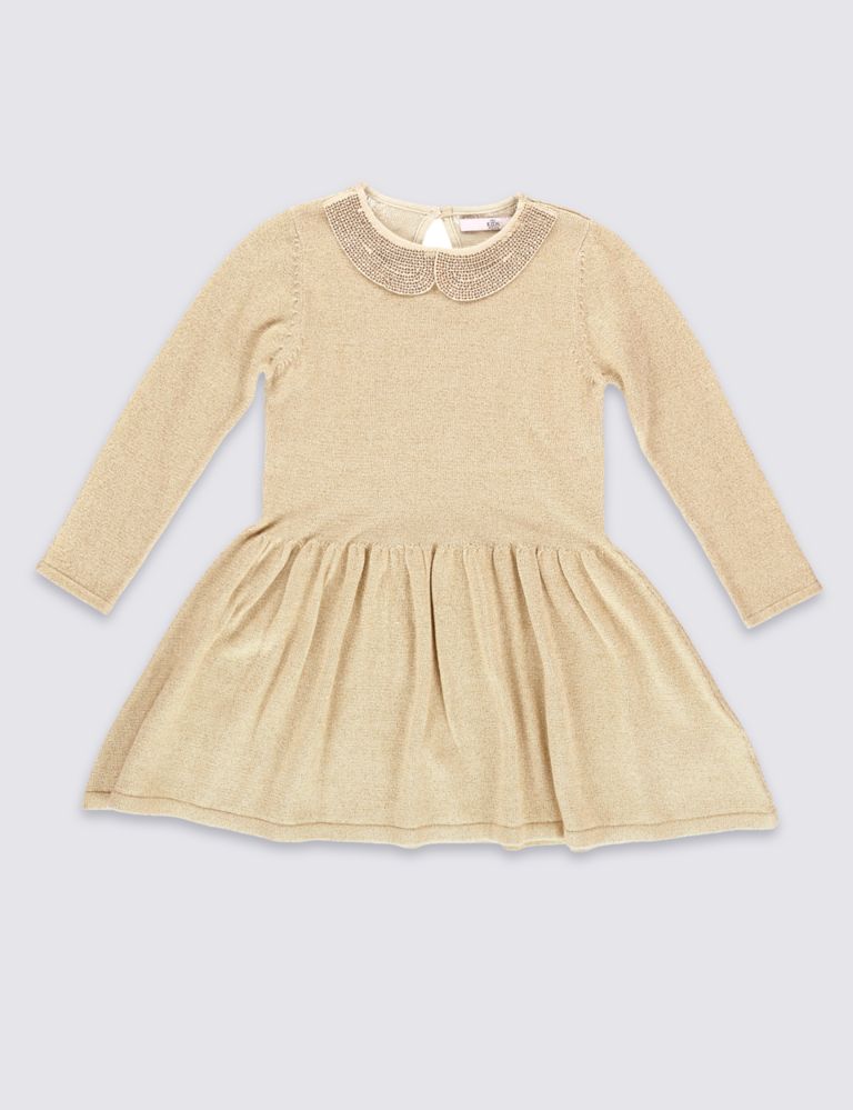 Cotton Rich Sparkle Knitted Dress (1-10 Years) 2 of 5