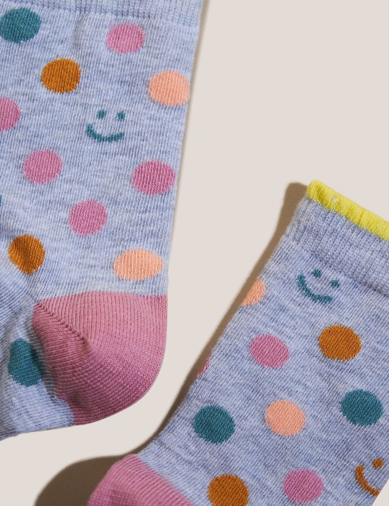 Cotton Rich Spot Smiley Ankle High Socks 2 of 2