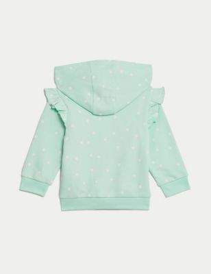 Cotton Rich Spot Zip Up Hoodie (0-3 Yrs) Image 2 of 3