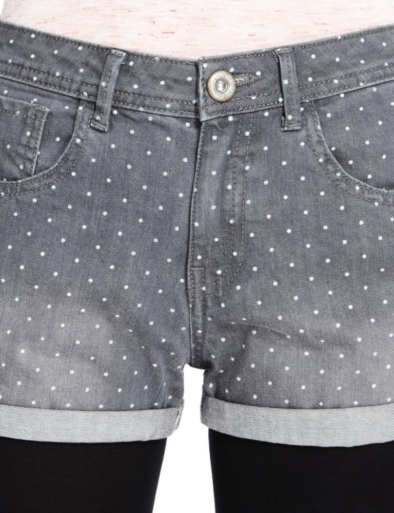 Cotton Rich Spotted Denim Shorts 6 of 8