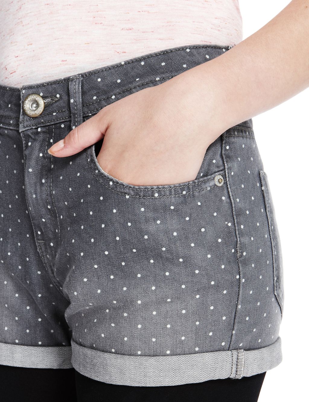 Cotton Rich Spotted Denim Shorts 5 of 8