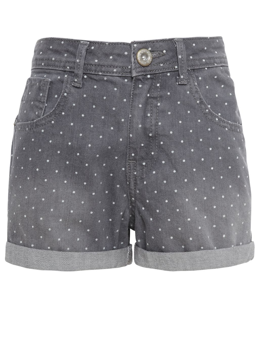 Cotton Rich Spotted Denim Shorts 1 of 8