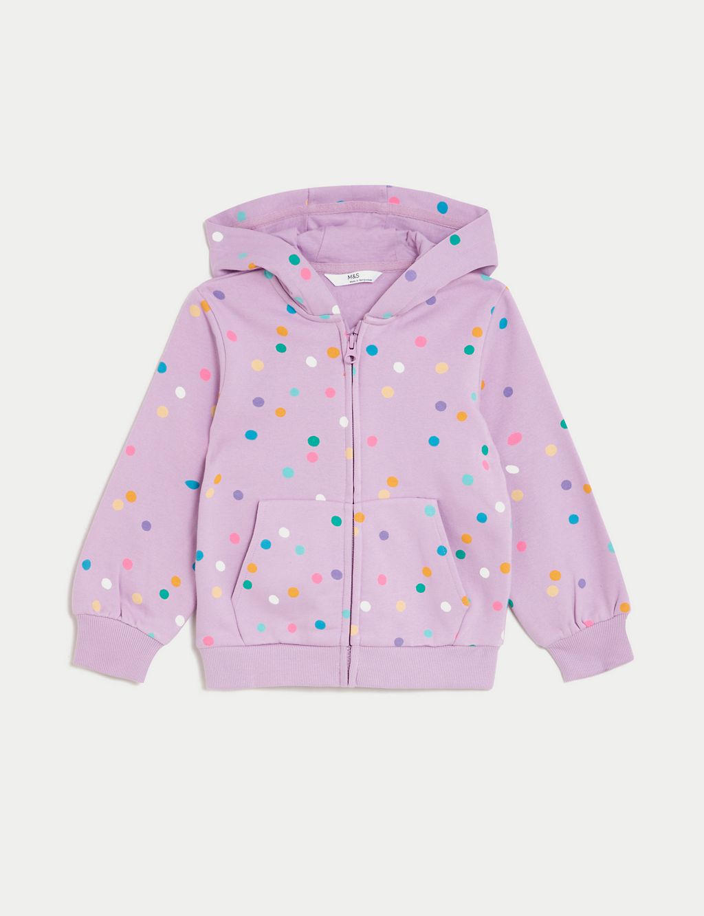 Cotton Rich Spotted Zip Hoodie (2-8 Yrs) | M&S Collection | M&S