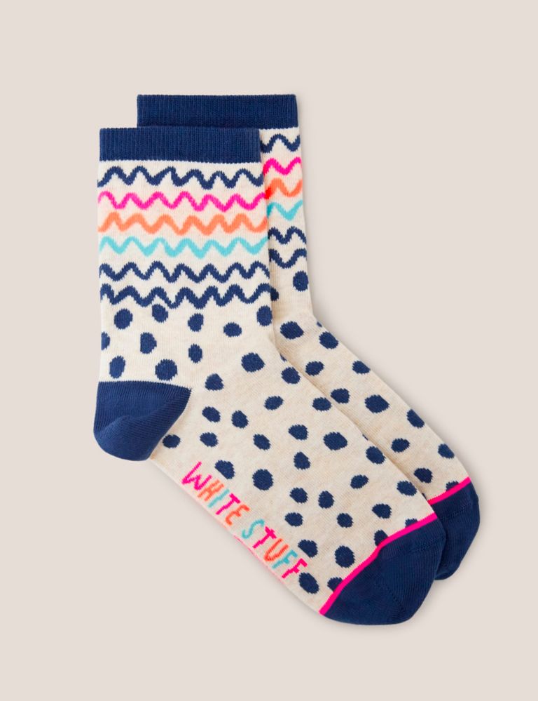 Cotton Rich Squiggle Ankle High Socks 1 of 2