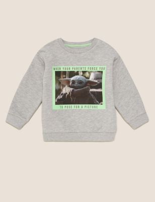 Cotton Rich Star Wars™ Baby Yoda Sweatshirt (2-7 Yrs) Image 2 of 5