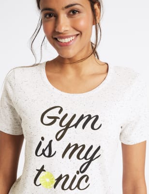 Round Neck T Shirt - gym / Slogan Print