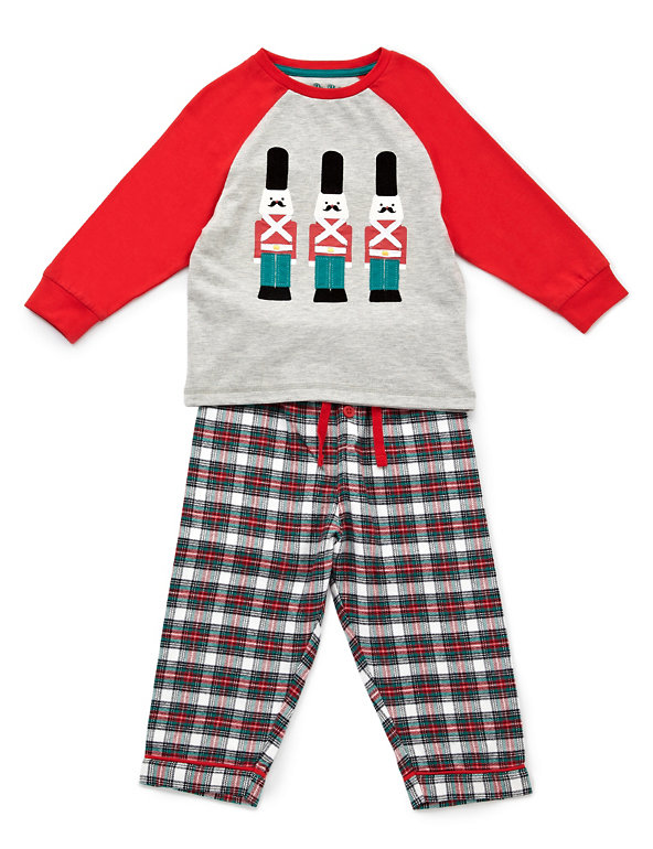 Cotton Rich Stay Soft Soldier Checked Pyjamas (1-7 Years) Image 1 of 2