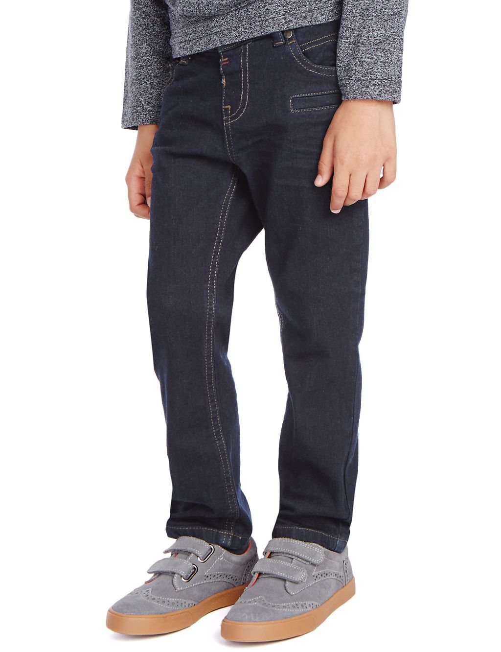 Cotton Rich Straight Leg Adjustable Waist Denim Jeans (1-7 Years) 3 of 3