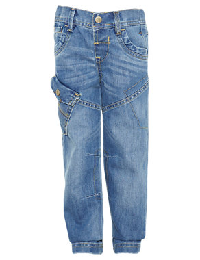 Cotton Rich Straight Leg Adjustable Waist Jeans Image 2 of 5