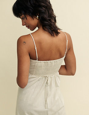 Cotton Rich Strappy Midi Waisted Dress Image 2 of 4