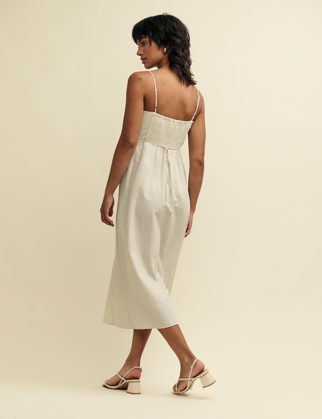 Cotton Rich Strappy Midi Waisted Dress 2 of 4