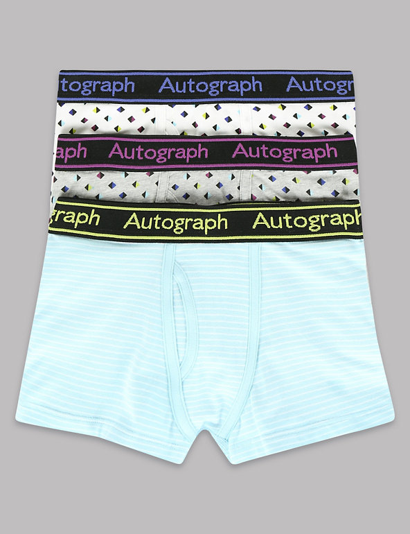 Cotton Rich Striped & Diamond Print Trunks (6-16 Years) Image 1 of 1