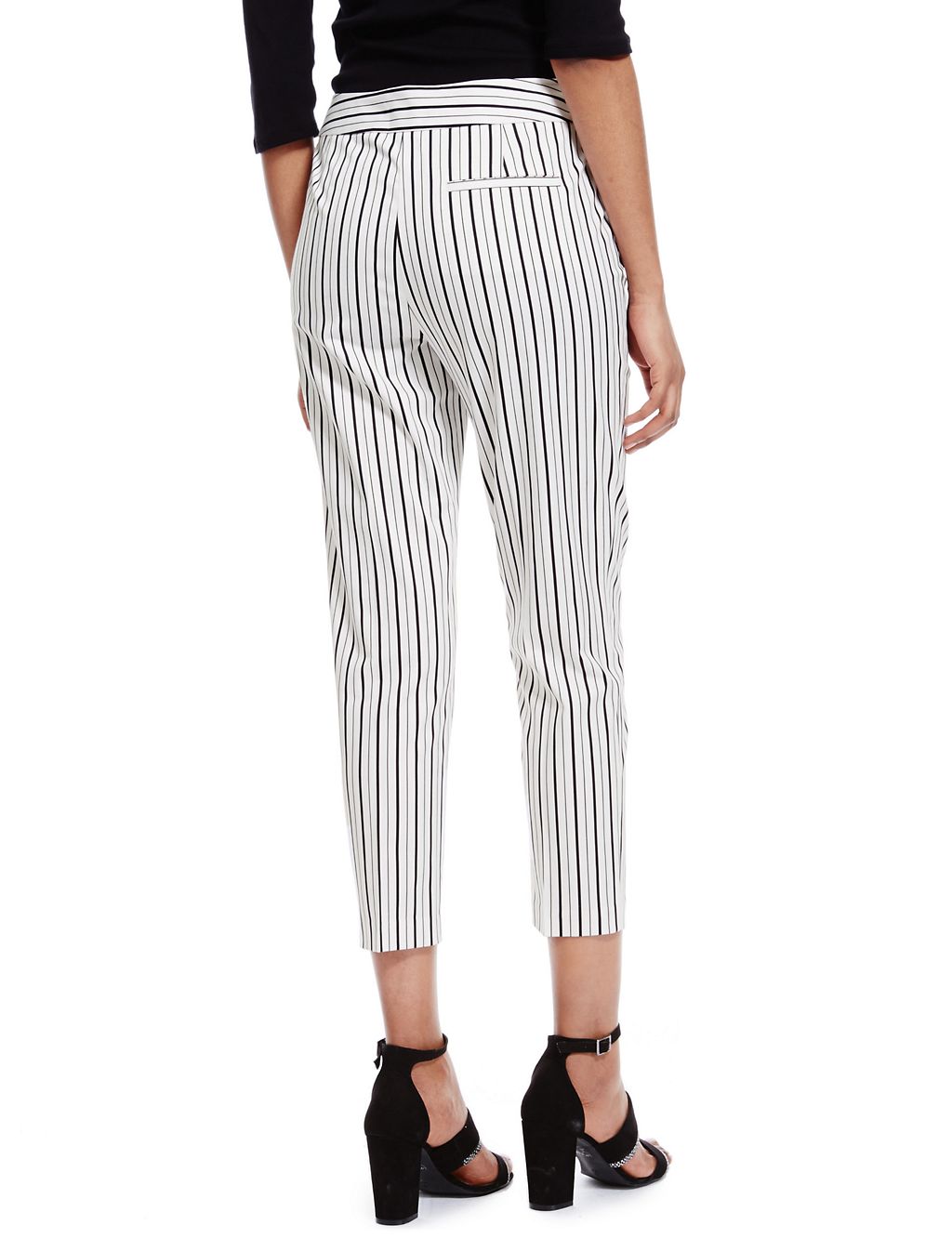 Cotton Rich Striped 7/8 Cropped Trousers 4 of 4