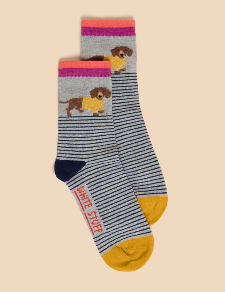 Cotton Rich Striped Ankle Socks 1 of 2