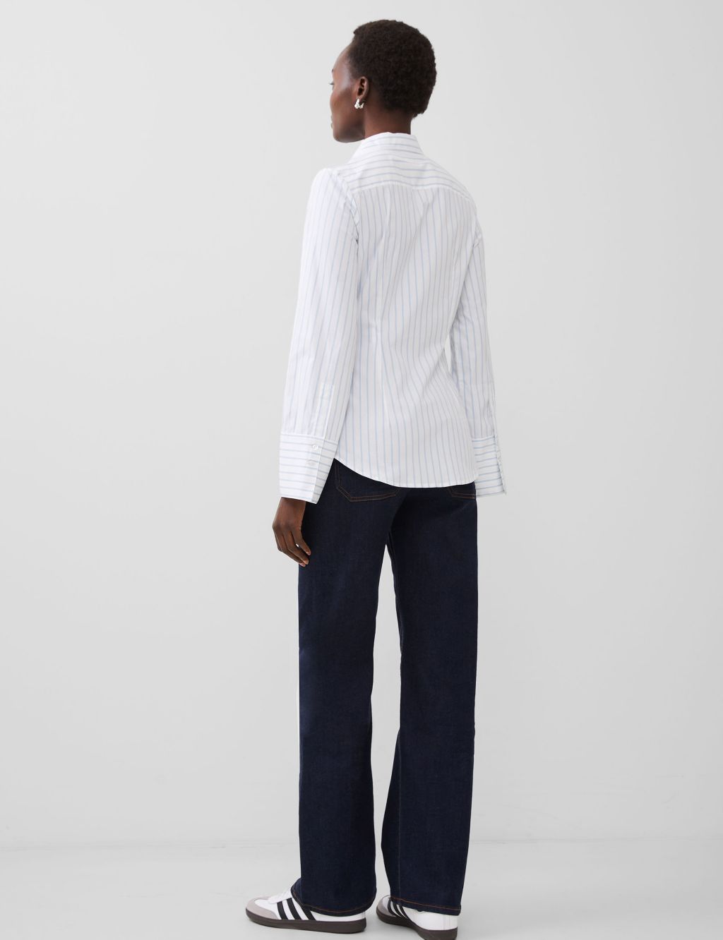 Cotton Rich Striped Asymmetric Collared Shirt 2 of 4